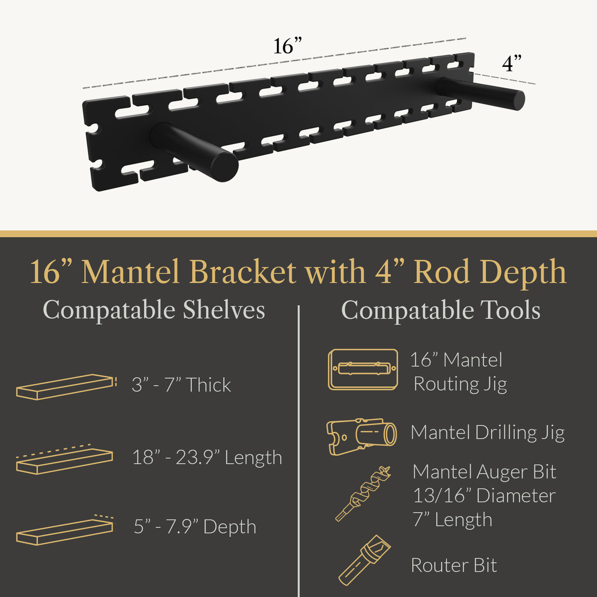 In Stock Studlock Mantel Bracket - Ultra Shelf