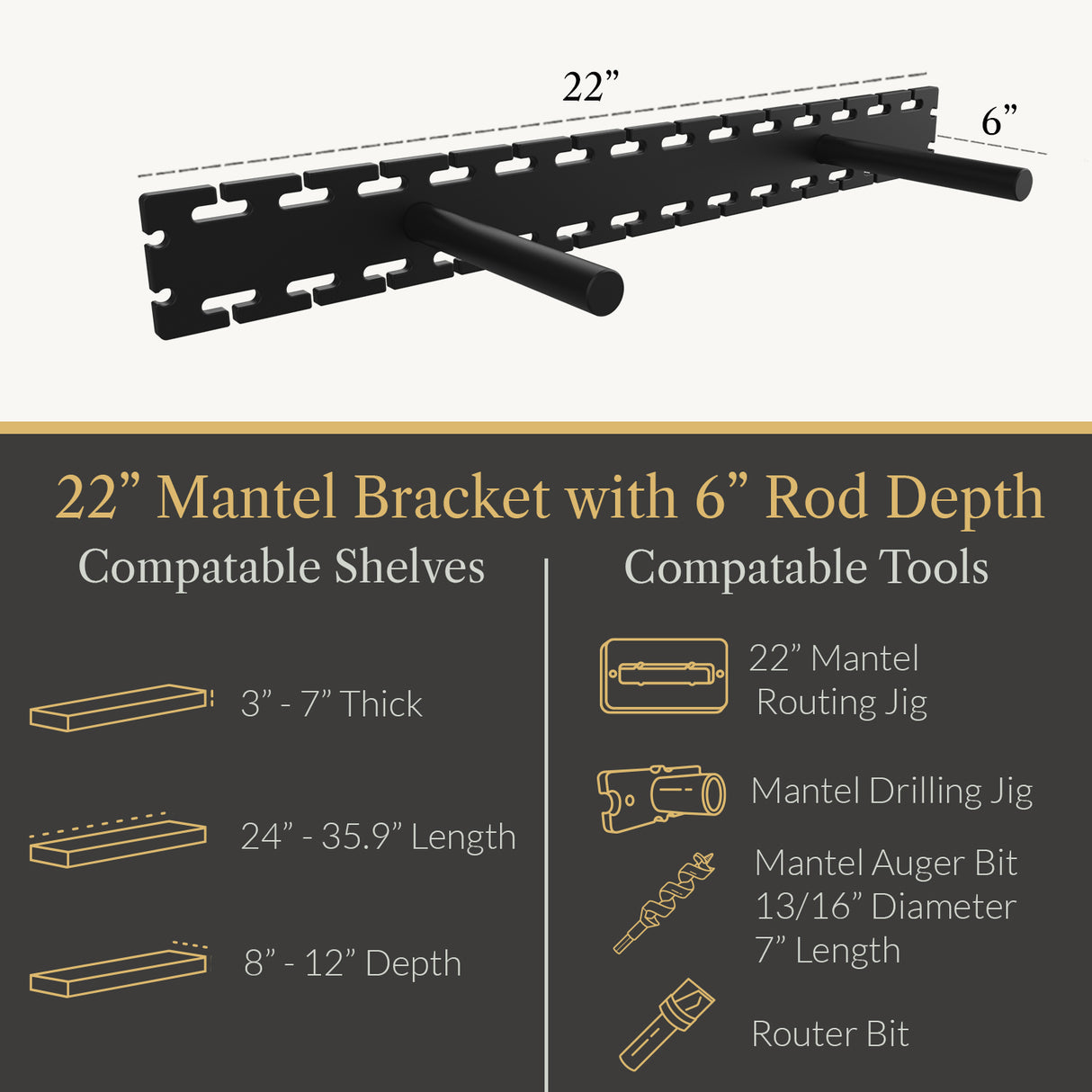 In Stock Studlock Mantel Bracket - Ultra Shelf