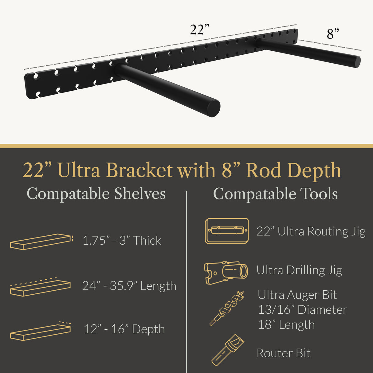 In Stock Studlock Ultra Bracket - Ultra Shelf