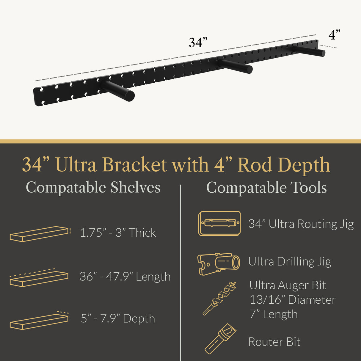 In Stock Studlock Ultra Bracket - Ultra Shelf
