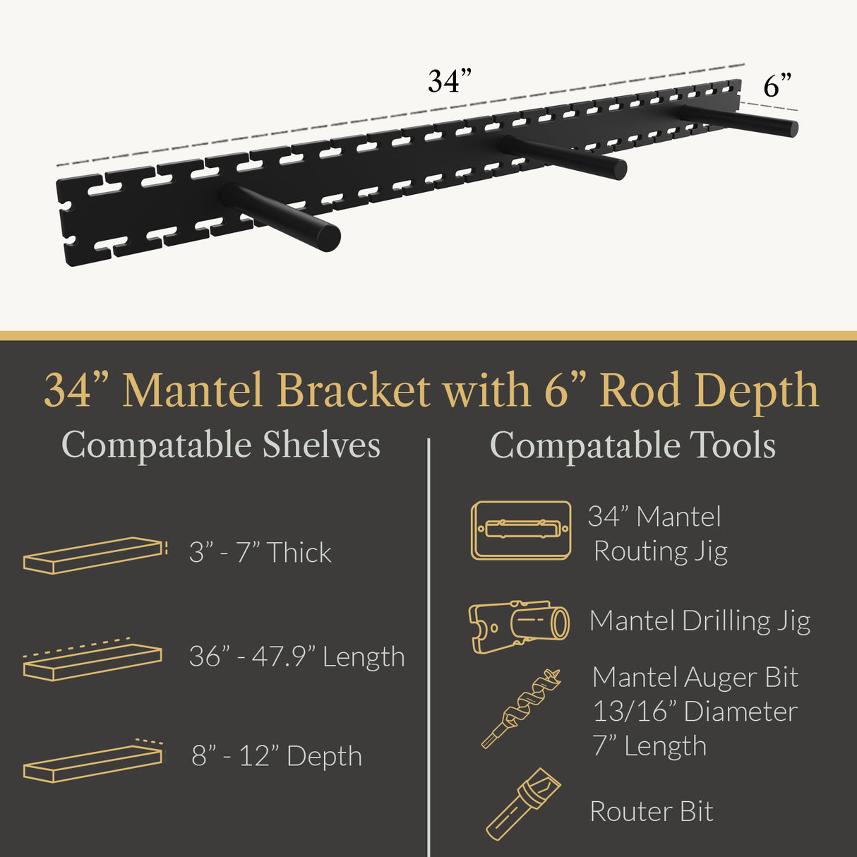 In Stock Studlock Mantel Bracket - Ultra Shelf