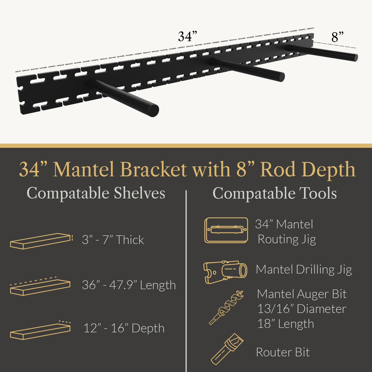 In Stock Studlock Mantel Bracket - Ultra Shelf