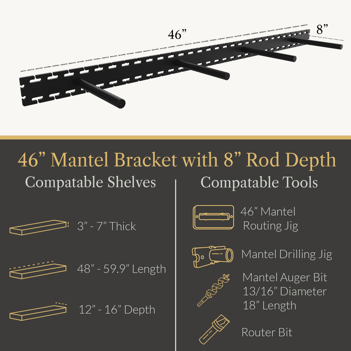 In Stock Studlock Mantel Bracket - Ultra Shelf