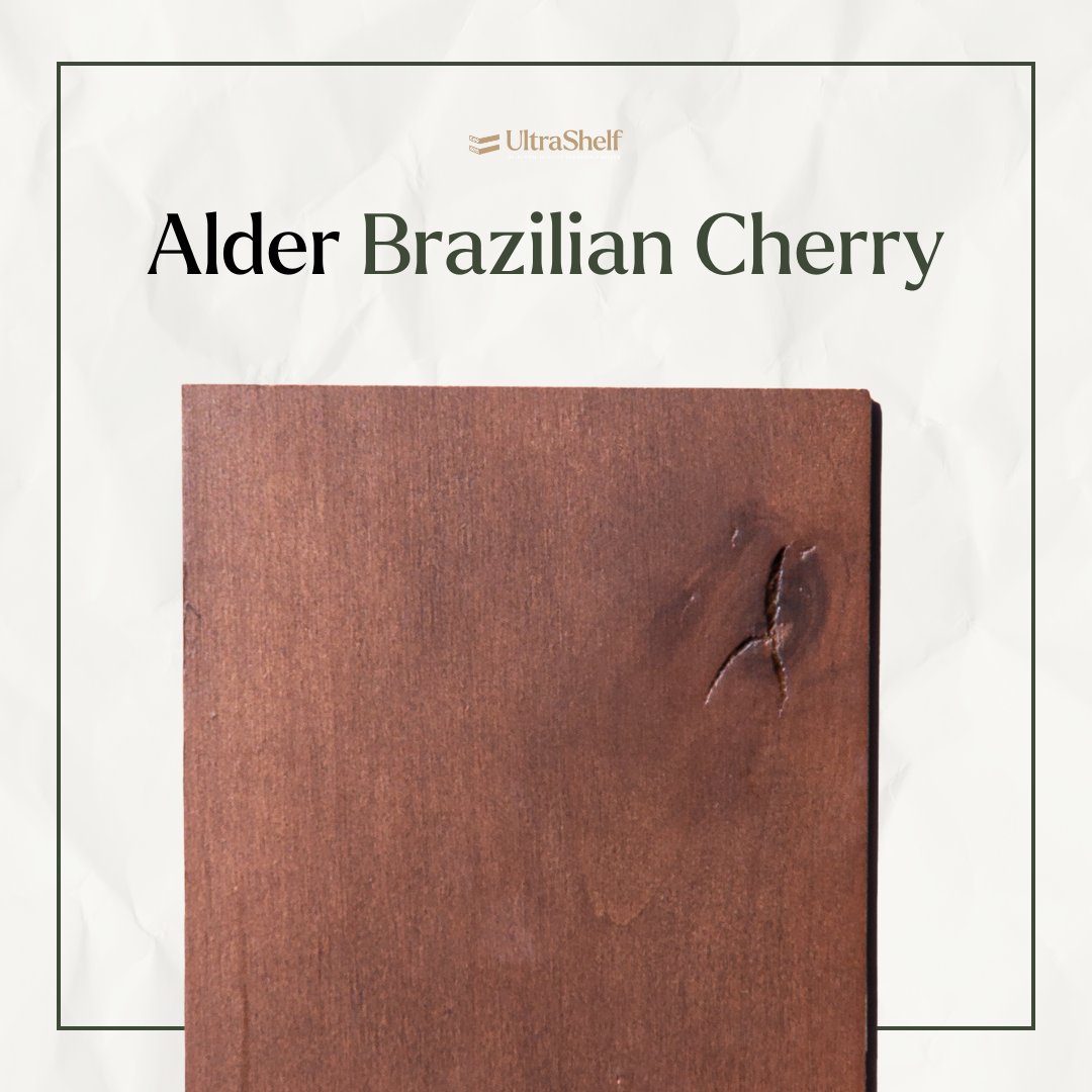 alder wood sample with Brazilian cherry finish applied
