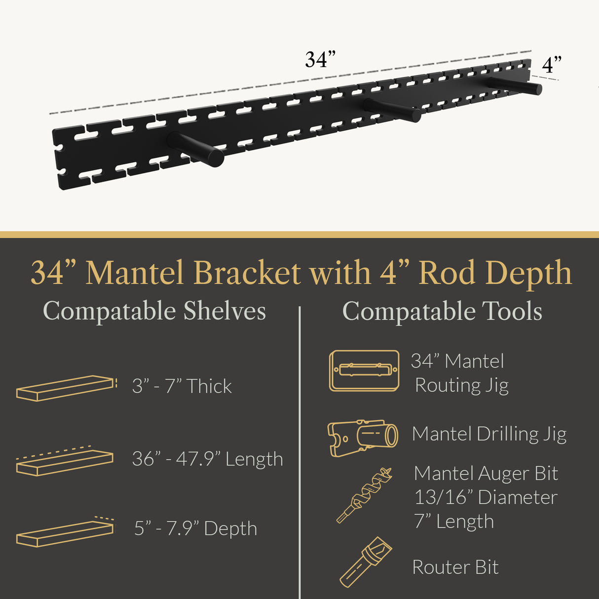 In Stock Studlock Mantel Bracket - Ultra Shelf