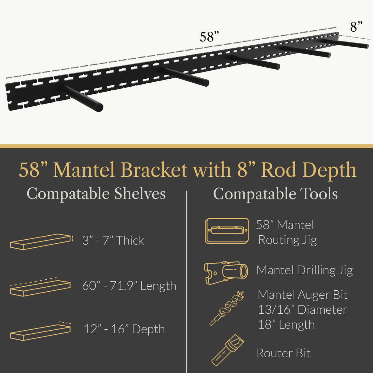 In Stock Studlock Mantel Bracket - Ultra Shelf