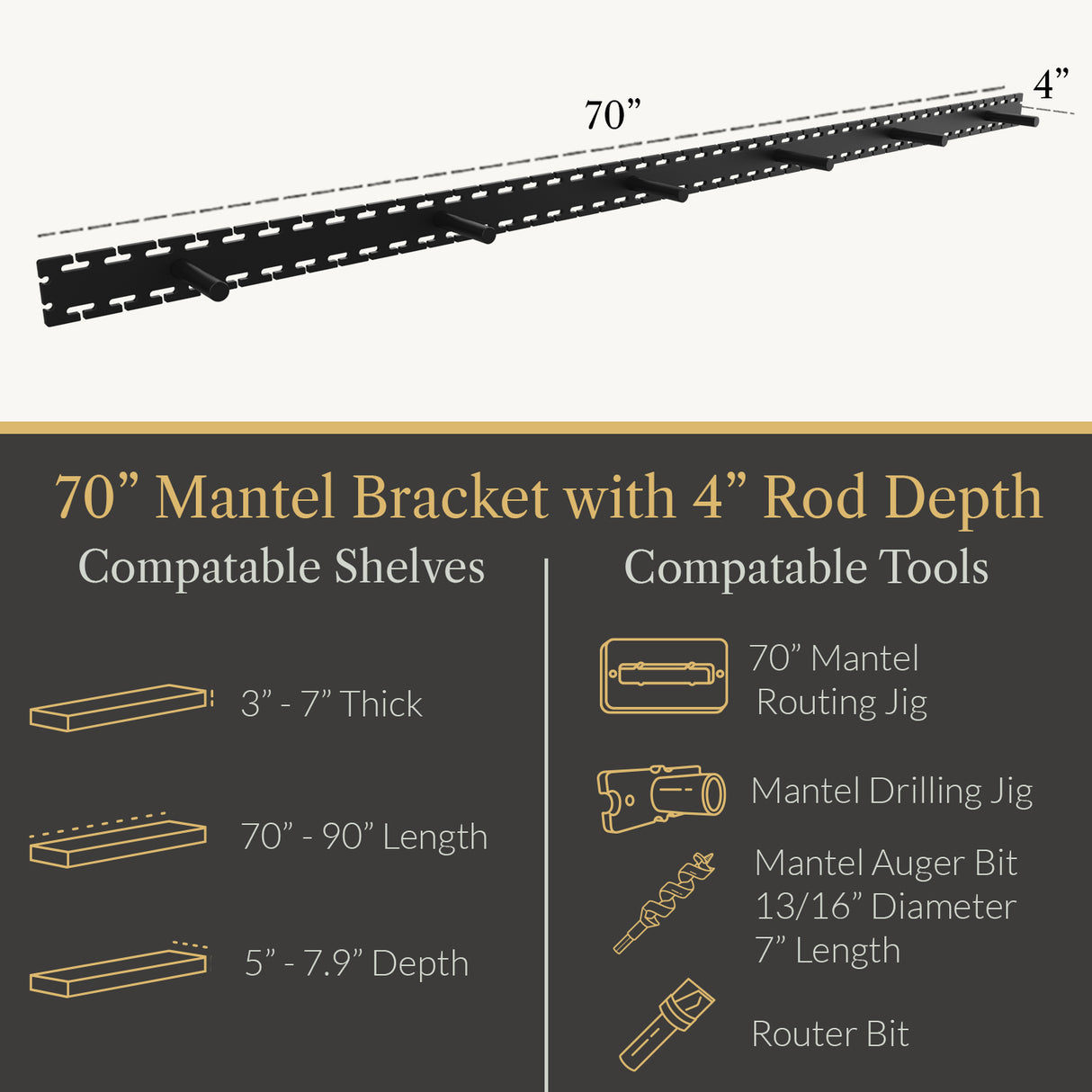 In Stock Studlock Mantel Bracket - Ultra Shelf