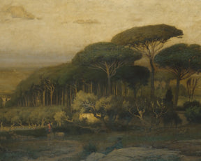 Image of rancher walking flock near a forest