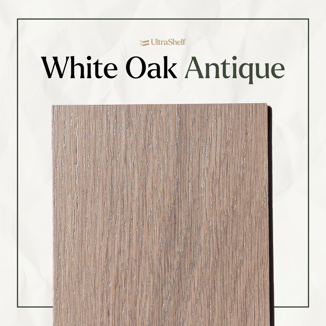 white oak wood sample with the antique finish applied