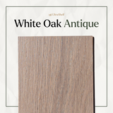 white oak wood sample with the antique finish applied