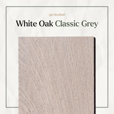 white oak wood sample with the classic grey finish applied