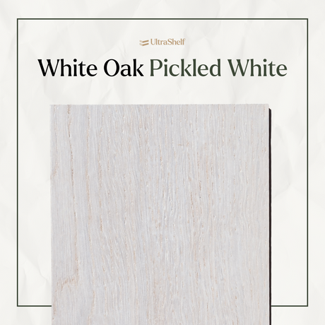 white oak wood sample with the pickled white finish applied