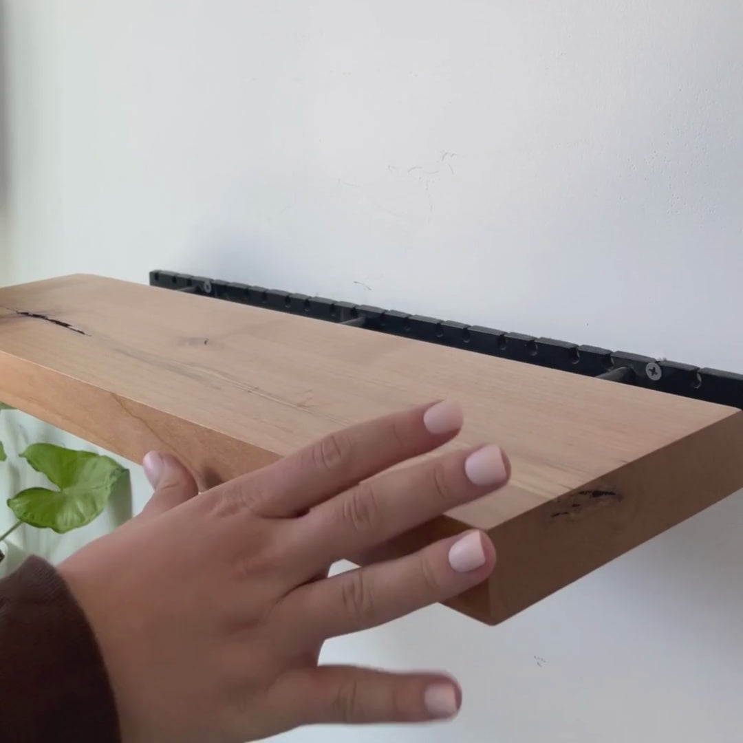 Ultra-Thin Alder Floating Shelf with Natural Finish