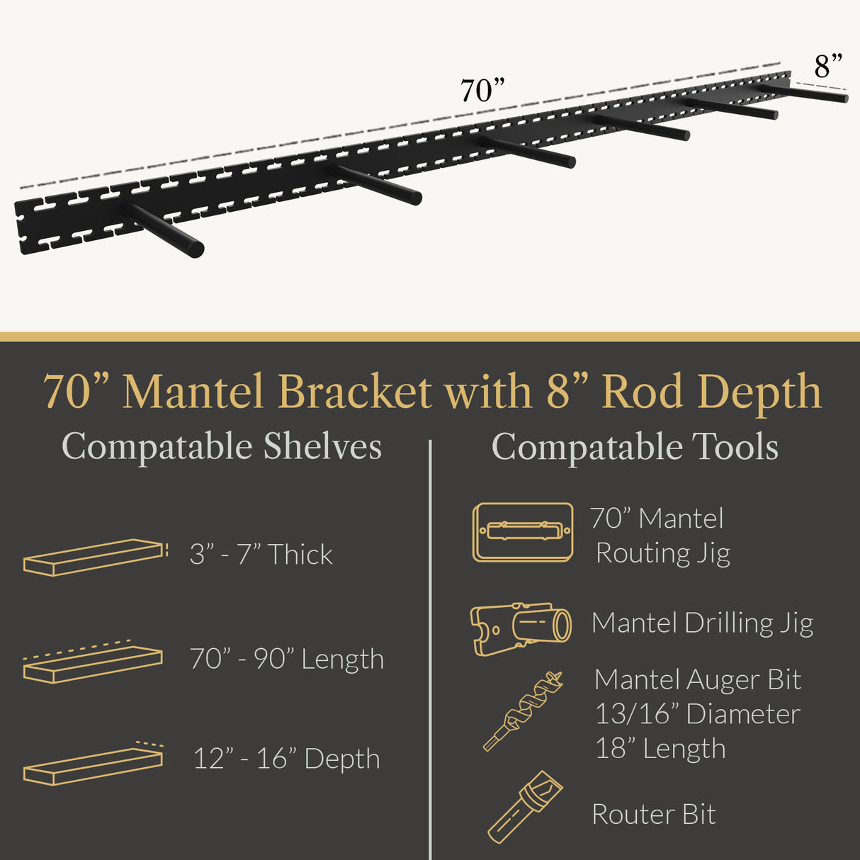 Studlock Mantel Bracket - Ultra Shelf